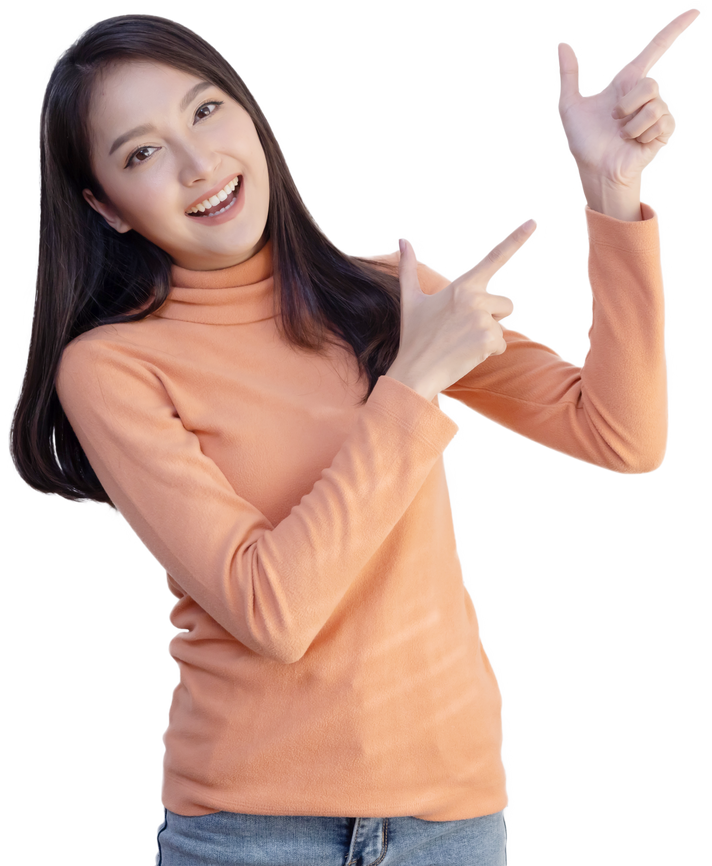 Woman Pointing to Blank Space